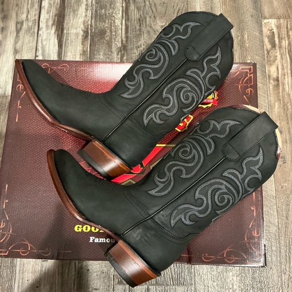 Los Altos Women’s Leather Black Cowboy Boots Size 6.5 - Picture 13 of 16